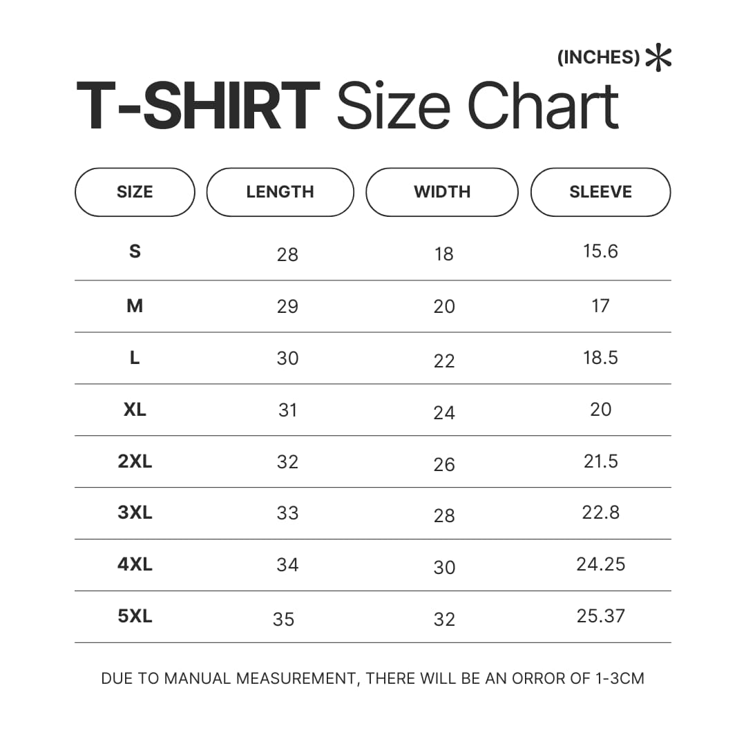T shirt Size Chart - Ponyo UK Shop