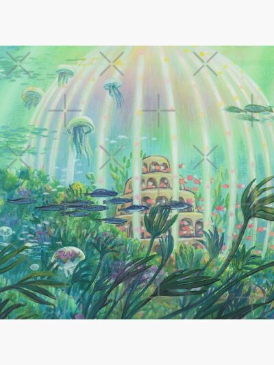Alternative view of Ponyo Painting Anime Underwater Throw Pillow