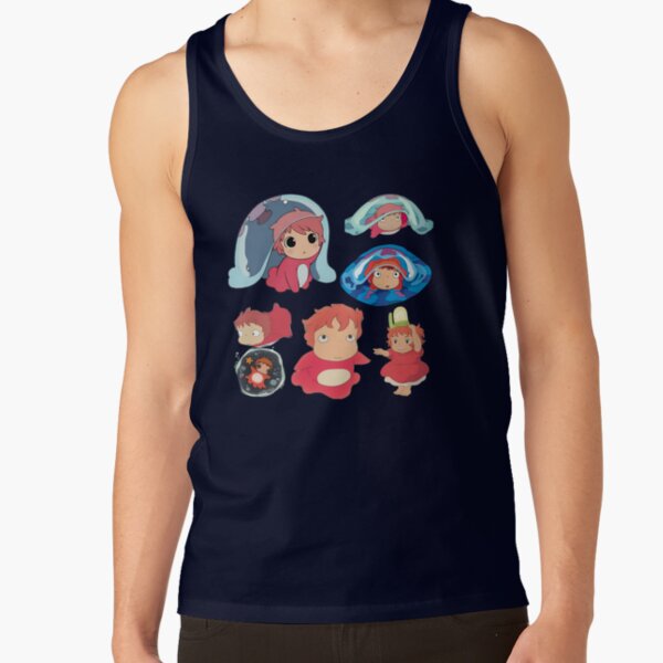 Ponyo Cute Watercolor Anime Design Tank Top