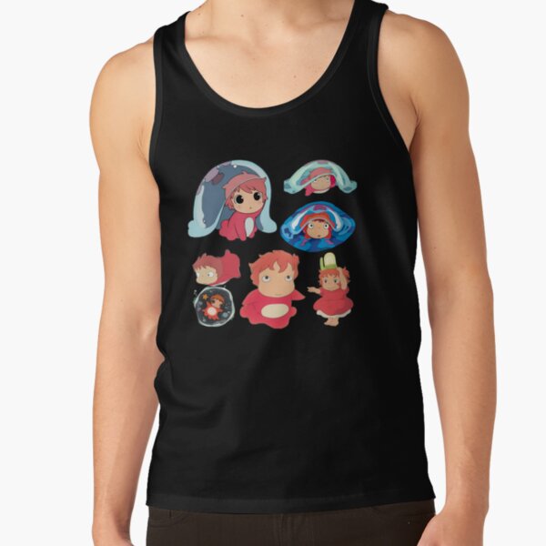 Ponyo Cute Watercolor Anime Design Tank Top - Image 3