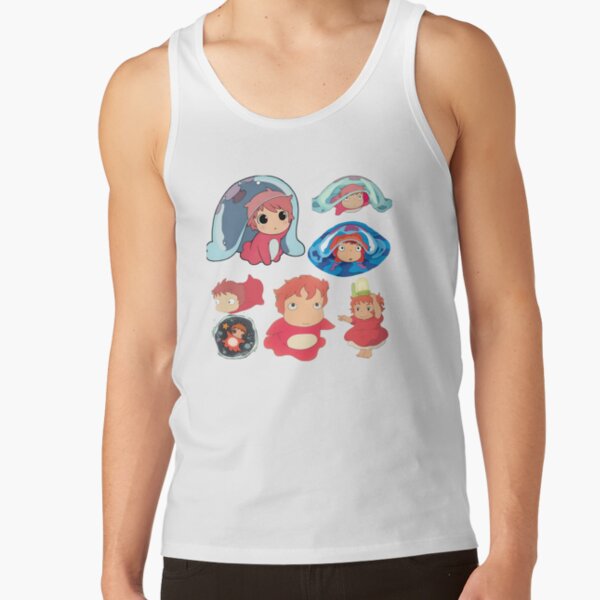 Ponyo Cute Watercolor Anime Design Tank Top - Image 2