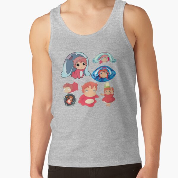 Ponyo Cute Watercolor Anime Design Tank Top - Image 4