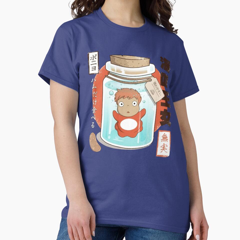 Ponyo And Sosuke Colorful Fantasy Vintage Design T-shirt - Image 5