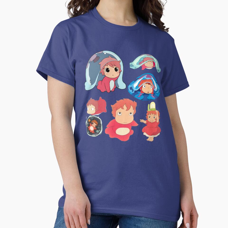 Ponyo Cute Watercolor Anime Design T-shirt - Image 4