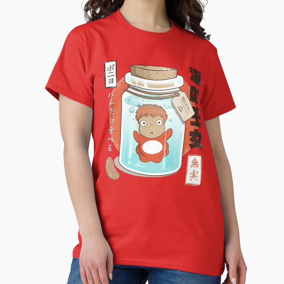 Ponyo And Sosuke Colorful Fantasy Vintage Design T-shirt - Image 6