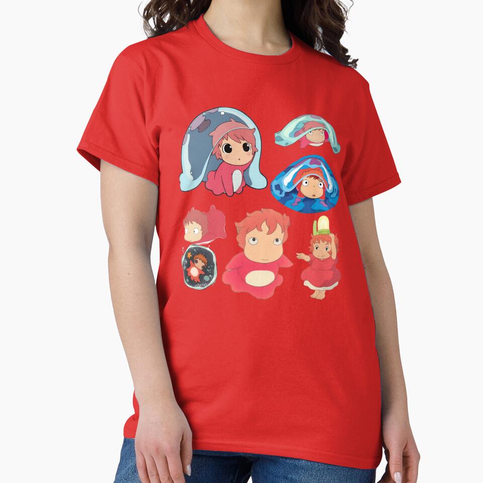 Ponyo Cute Watercolor Anime Design T-shirt - Image 5