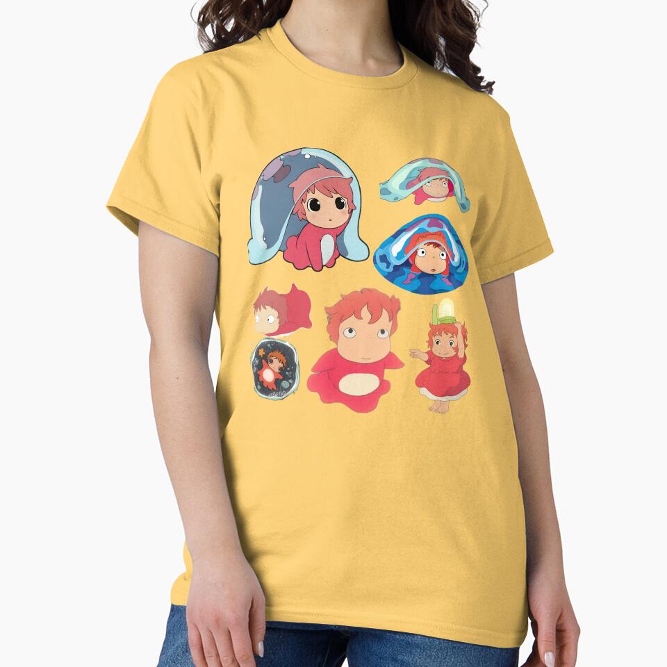 Ponyo Cute Watercolor Anime Design T-shirt - Image 6