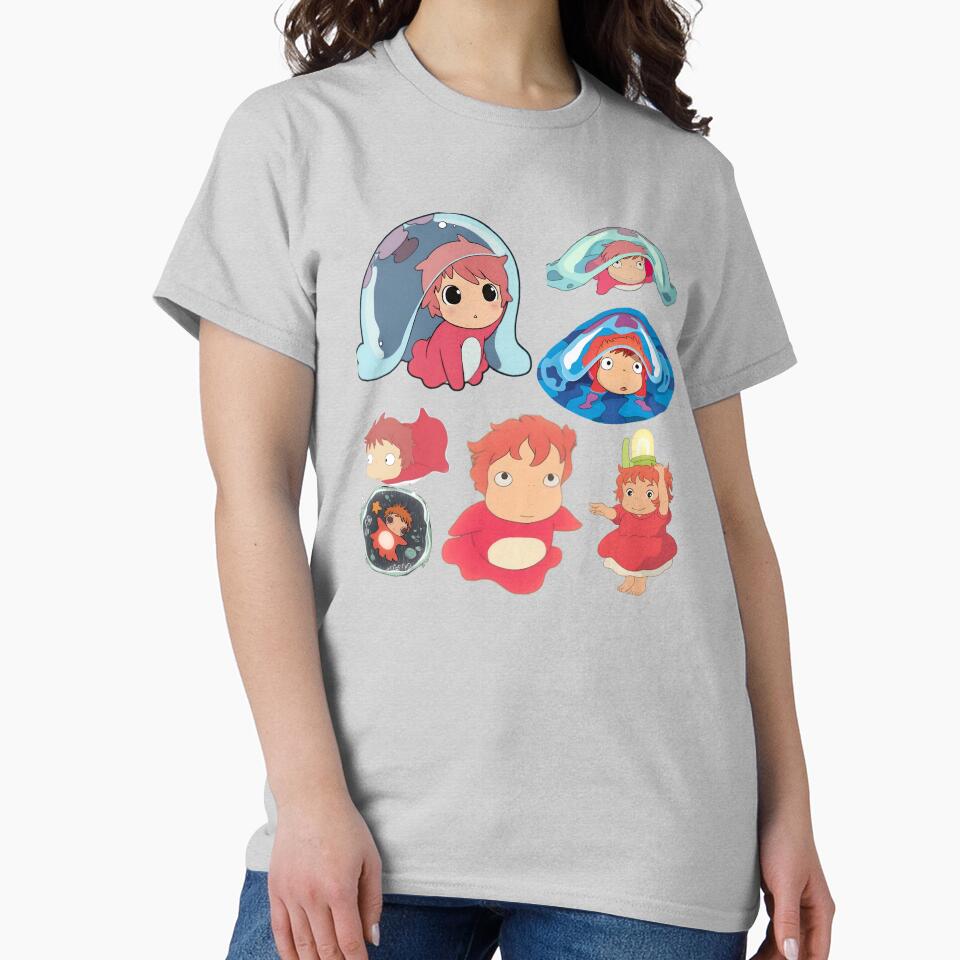 Ponyo Cute Watercolor Anime Design T-shirt - Image 3