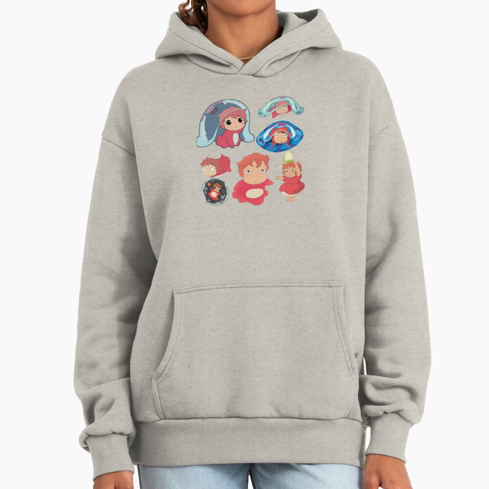 Ponyo Cute Watercolor Anime Design Hoodie