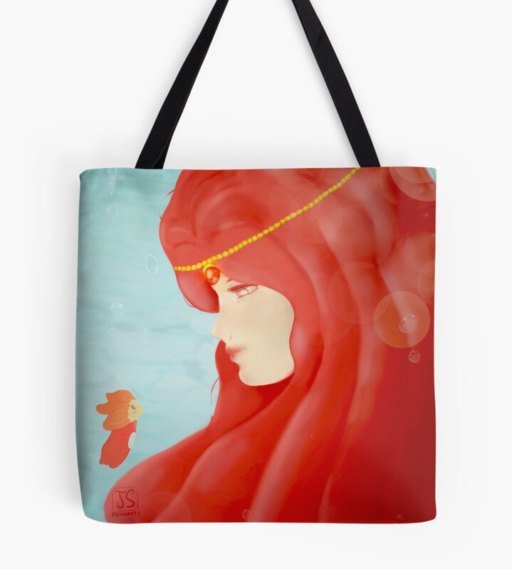 Retro Inspired Graphic Artwork Ponyo Tote Bag