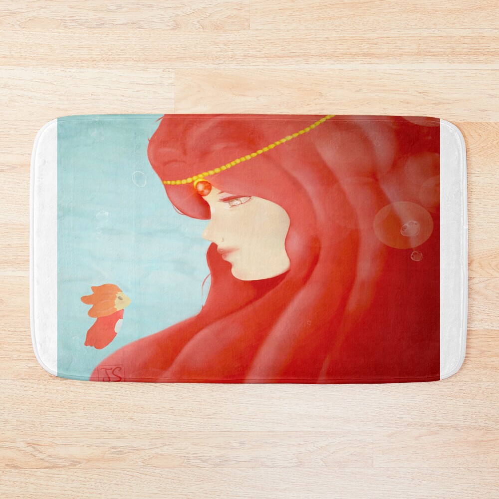 Retro Inspired Graphic Artwork Ponyo Bath Mat