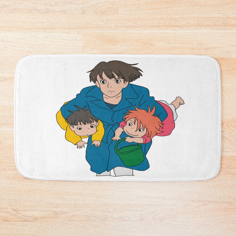 Ponyo Sosuke Best Mom Running Illustration Bath Mat