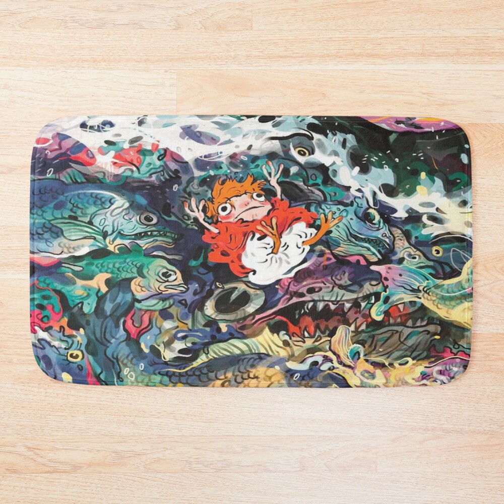 Retro Graphic Design Series Ponyo Bath Mat