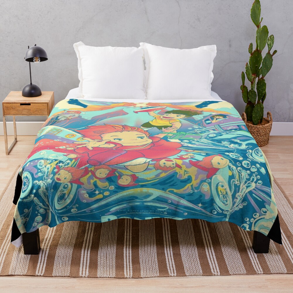 Modern Collectible Artwork Series Ponyo Throw Blanket