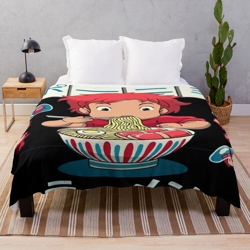 Authentic Retro Merchandise Style Ponyo Throw Blanket