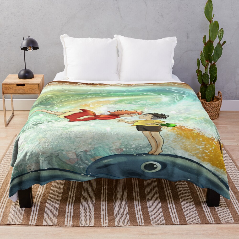 Ponyo And The Great Wawe Throw Blanket