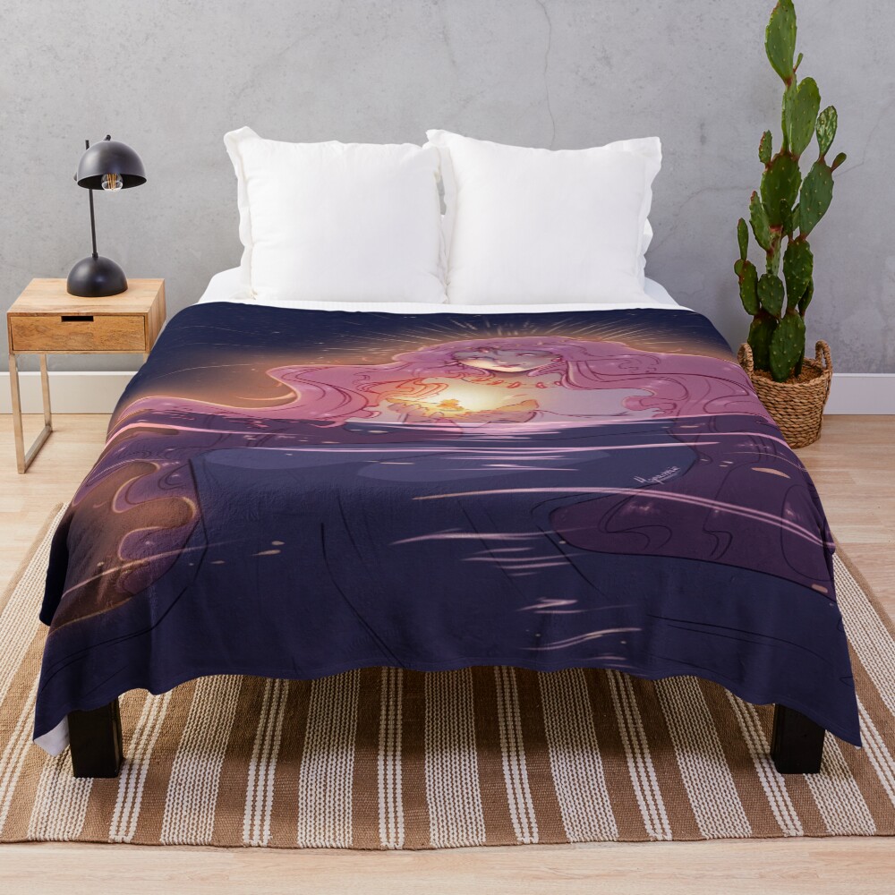 Retro Inspired Graphic Artwork Ponyo Throw Blanket