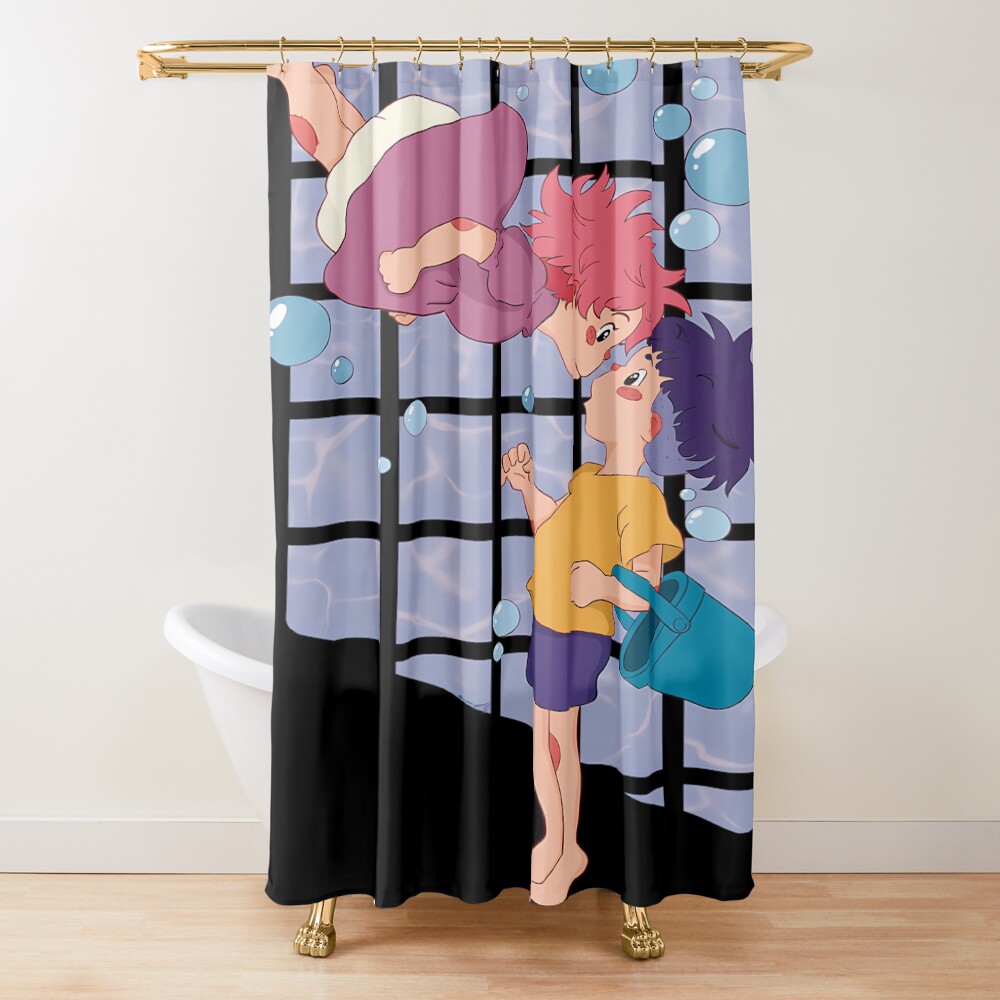 Modern Graphic Print Ponyo Shower Curtain