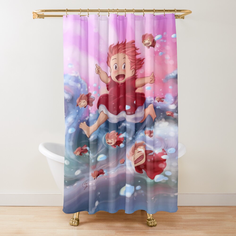 Retro Exclusive Graphic Design Ponyo Shower Curtain