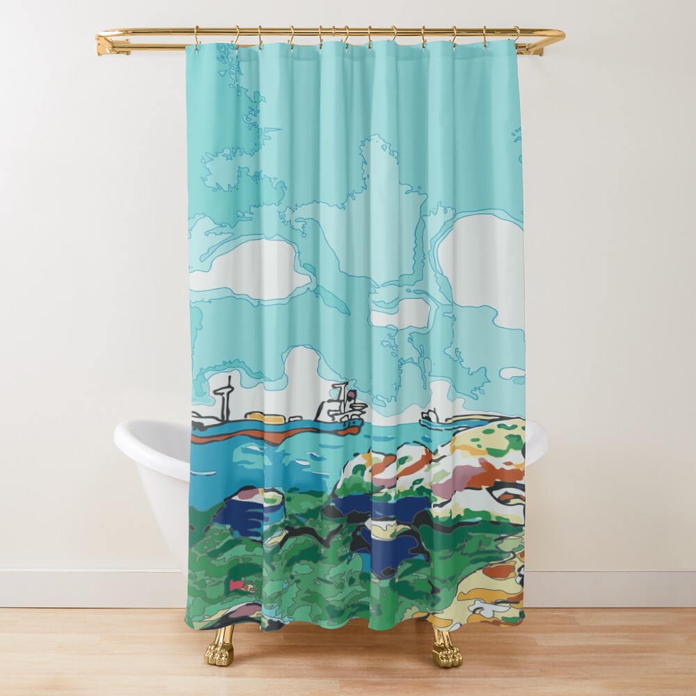 Sousuke Finds Ponyo Shower Curtain