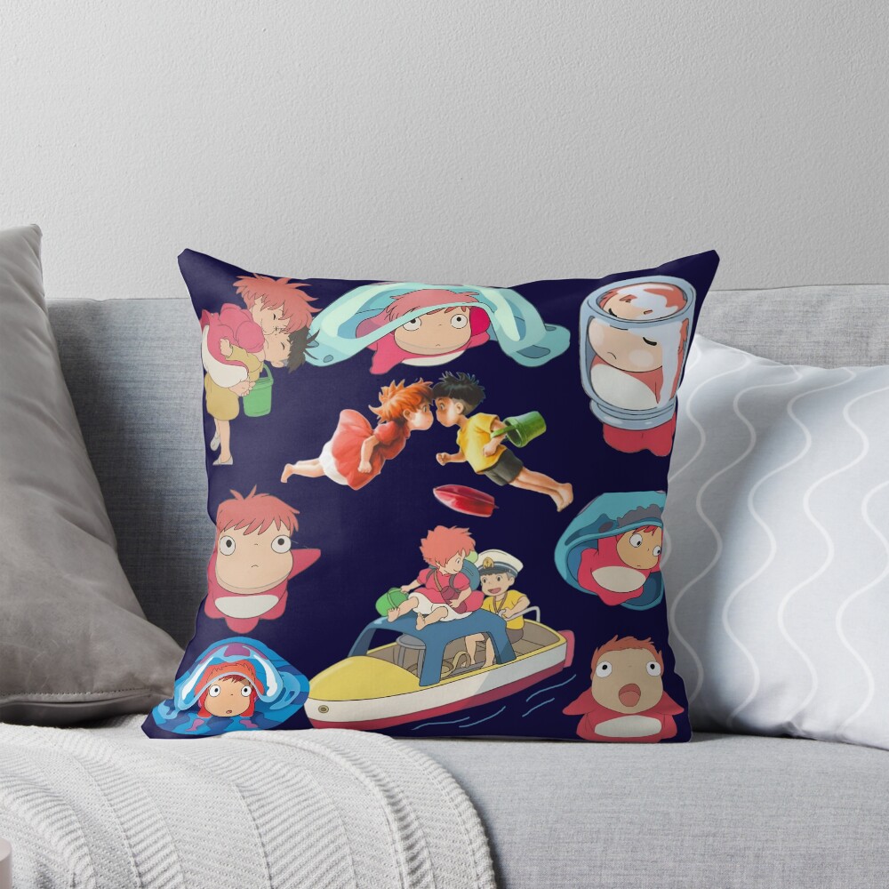 Ponyo Fantasy Artwork Throw Pillow