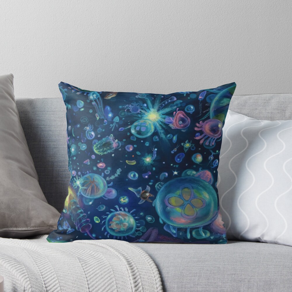 Ponyo Painting Jellyfish Anime Underwater Throw Pillow