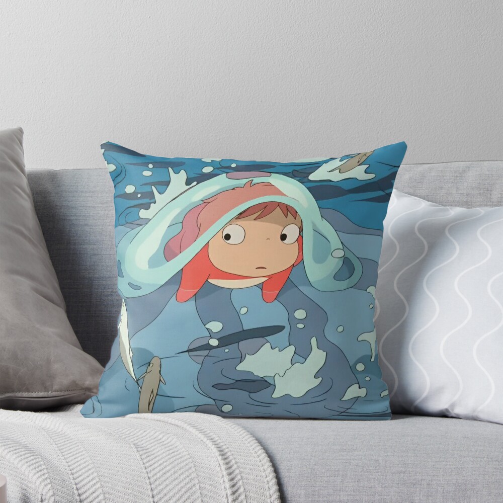 Ponyo Coastal Escape Throw Pillow